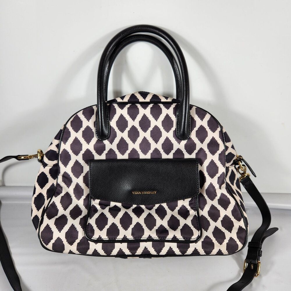 Vera Bradley Black White  Diamond  Handbag Purse Travel Bag USA Ship